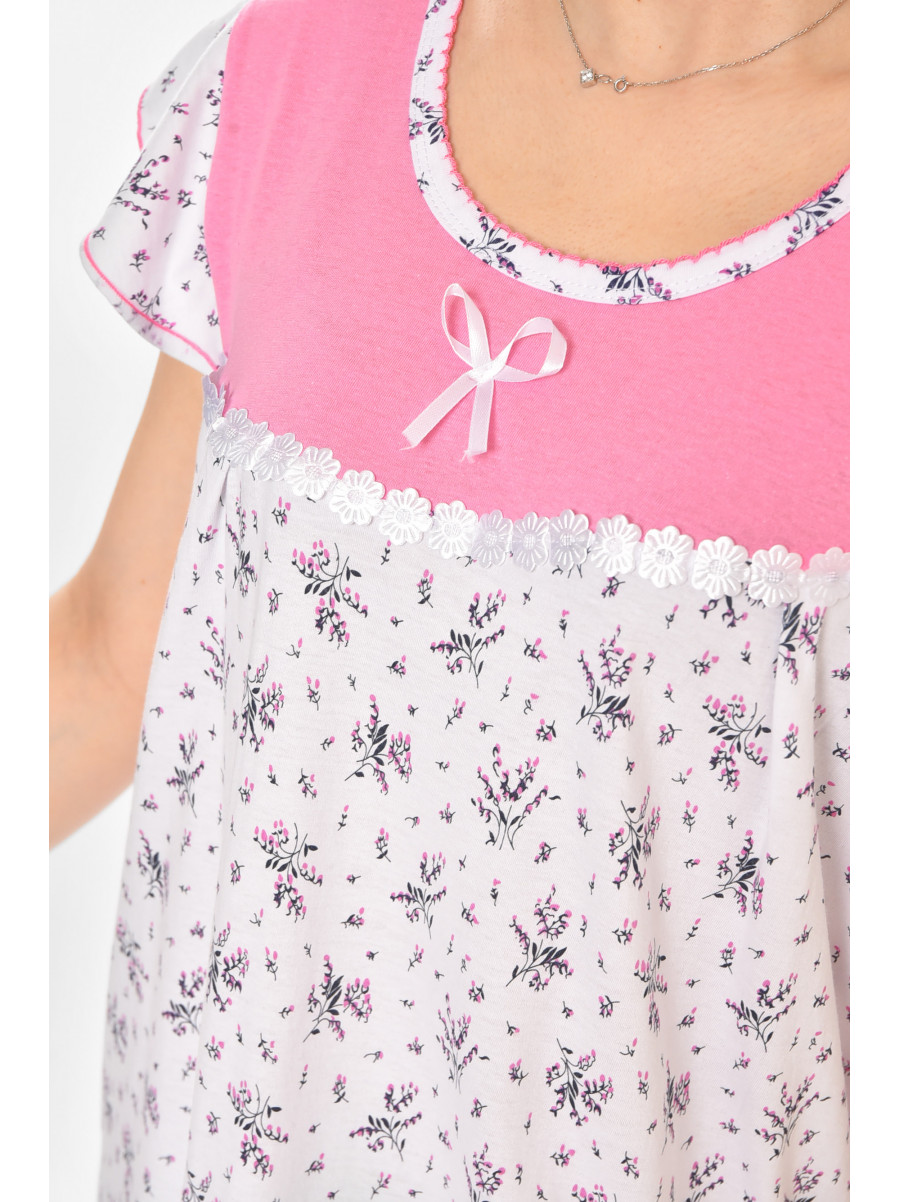 Ночная рубашка женская полубатальная белого цвета с принтом 010 211268C