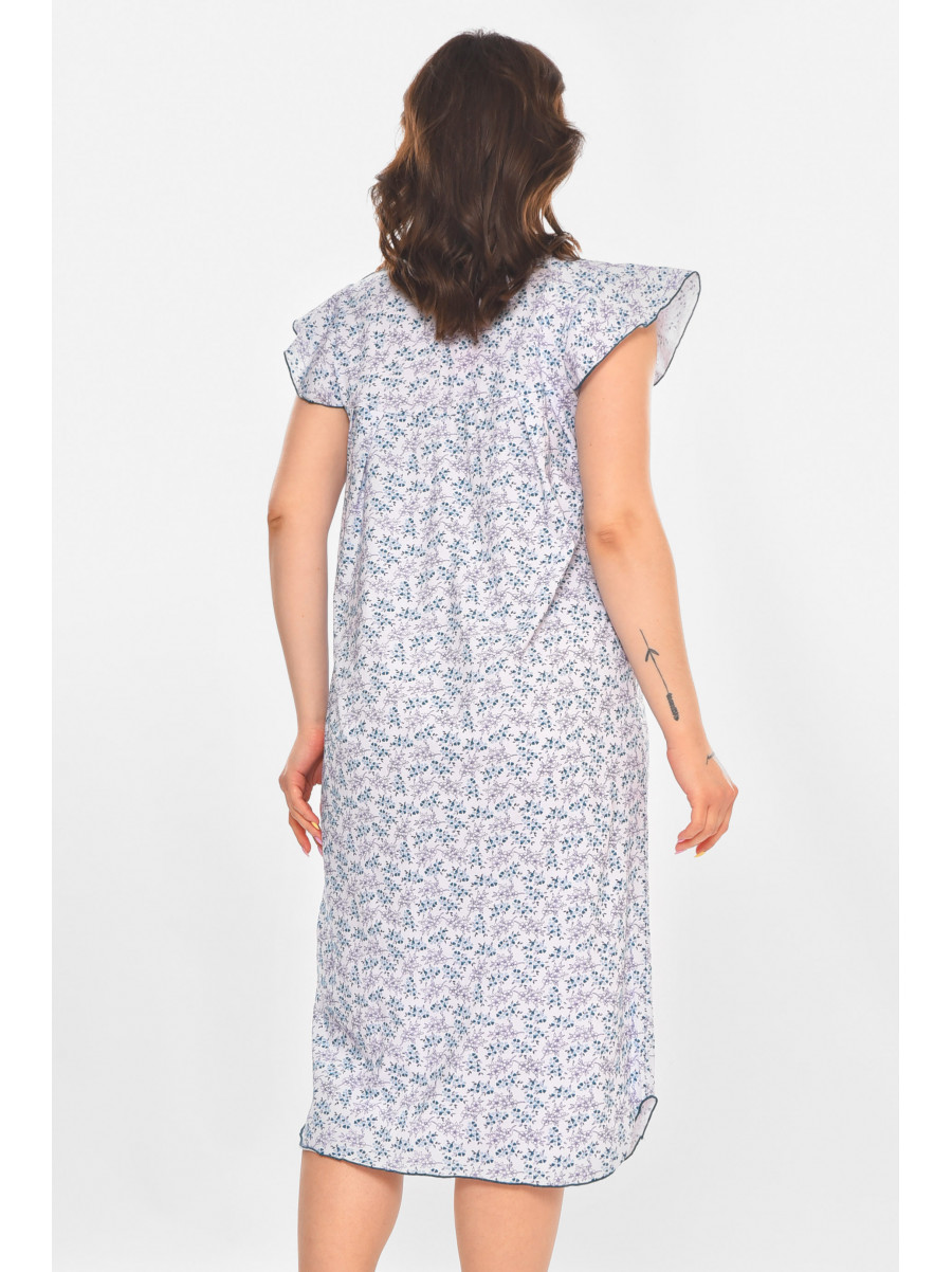 Ночная рубашка женская полубатальная белого цвета с принтом 010 211269C