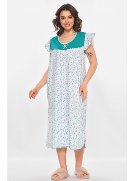 Ночная рубашка женская полубатальная белого цвета с принтом 010 211270C