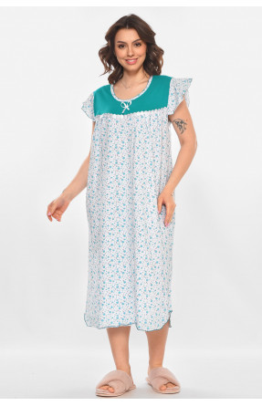 Ночная рубашка женская полубатальная белого цвета с принтом 010 211270C