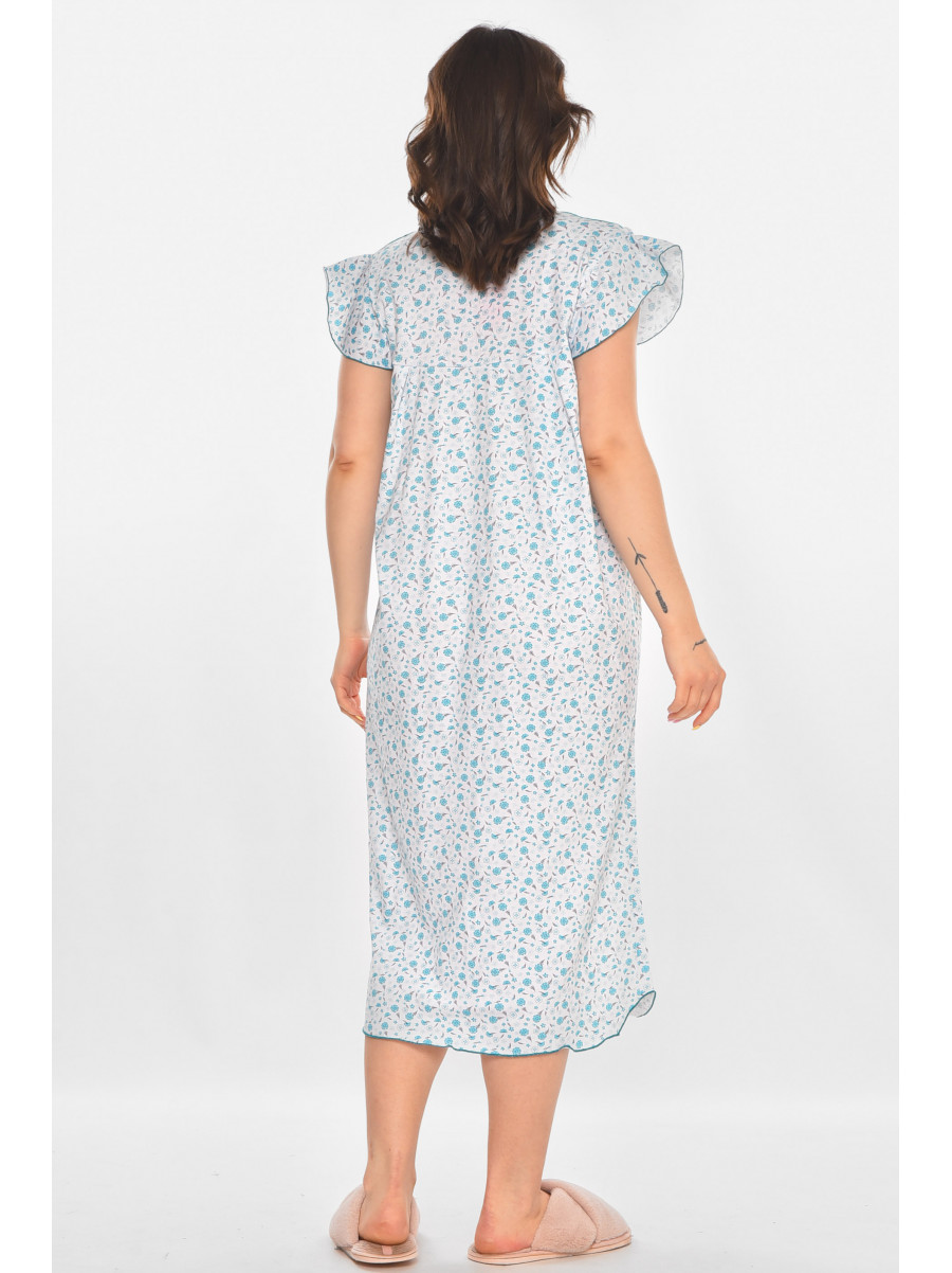 Ночная рубашка женская полубатальная белого цвета с принтом 010 211270C