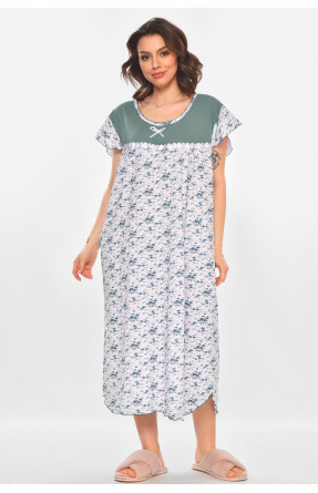 Ночная рубашка женская полубатальная белого цвета с принтом 010 211271C