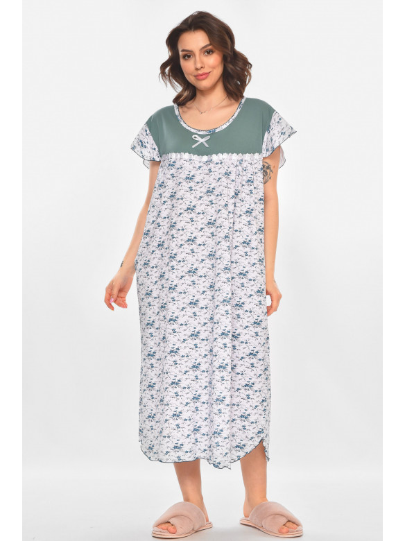 Ночная рубашка женская полубатальная белого цвета с принтом 010 211271C