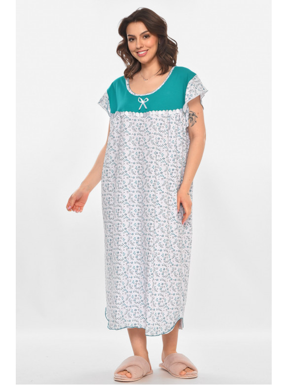 Ночная рубашка женская полубатальная белого цвета с принтом 010 211272C