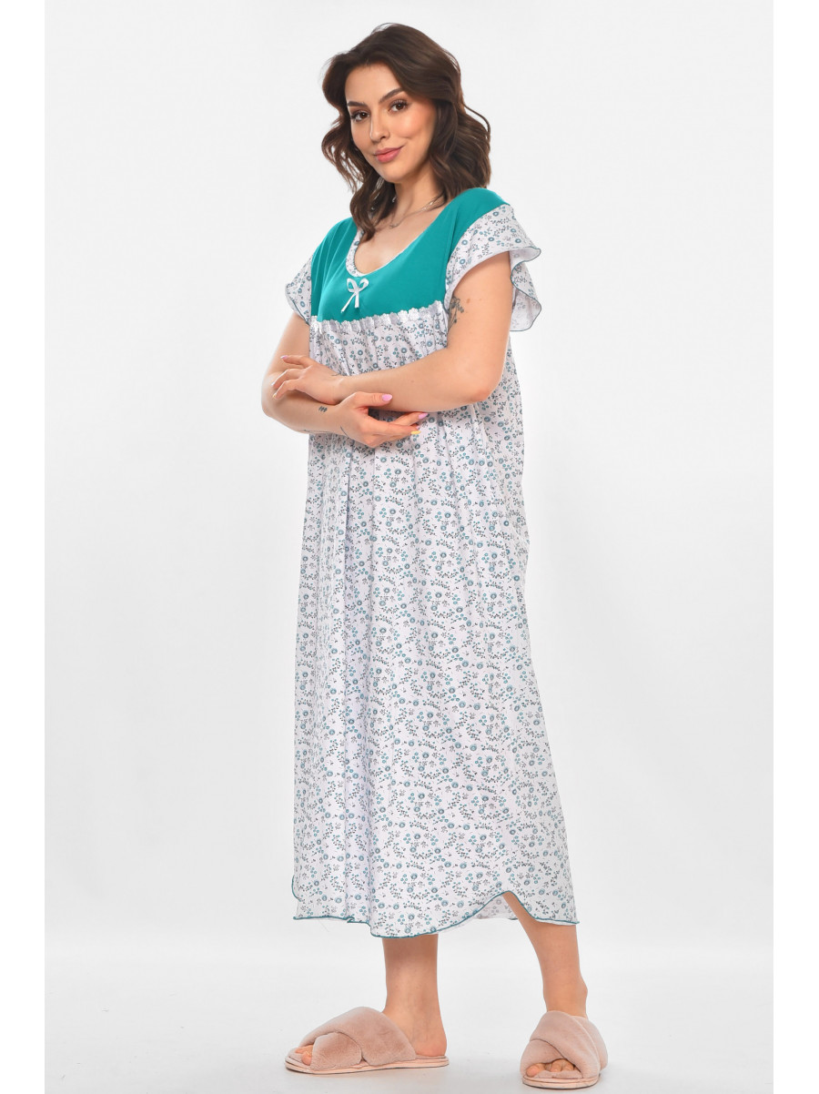 Ночная рубашка женская полубатальная белого цвета с принтом 010 211272C