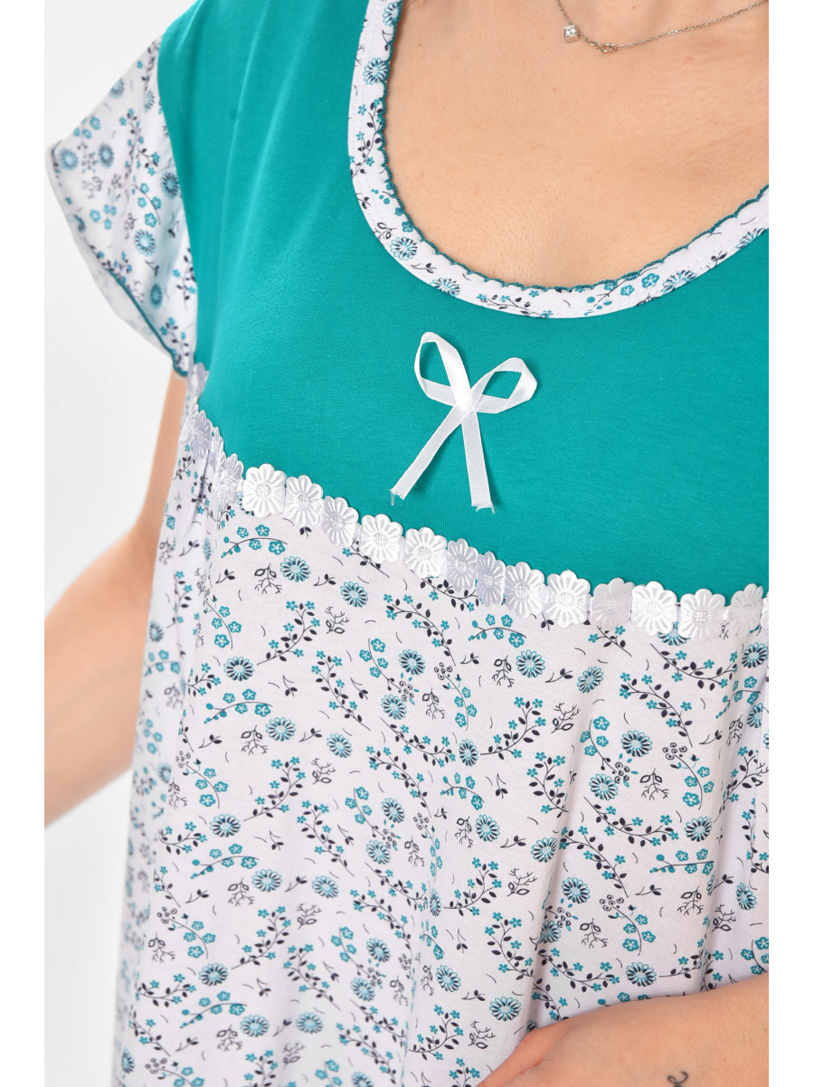 Ночная рубашка женская полубатальная белого цвета с принтом 010 211272C