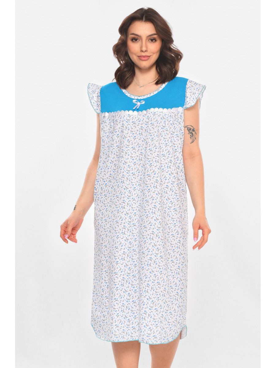 Ночная рубашка женская полубатальная белого цвета с принтом 010 211273C