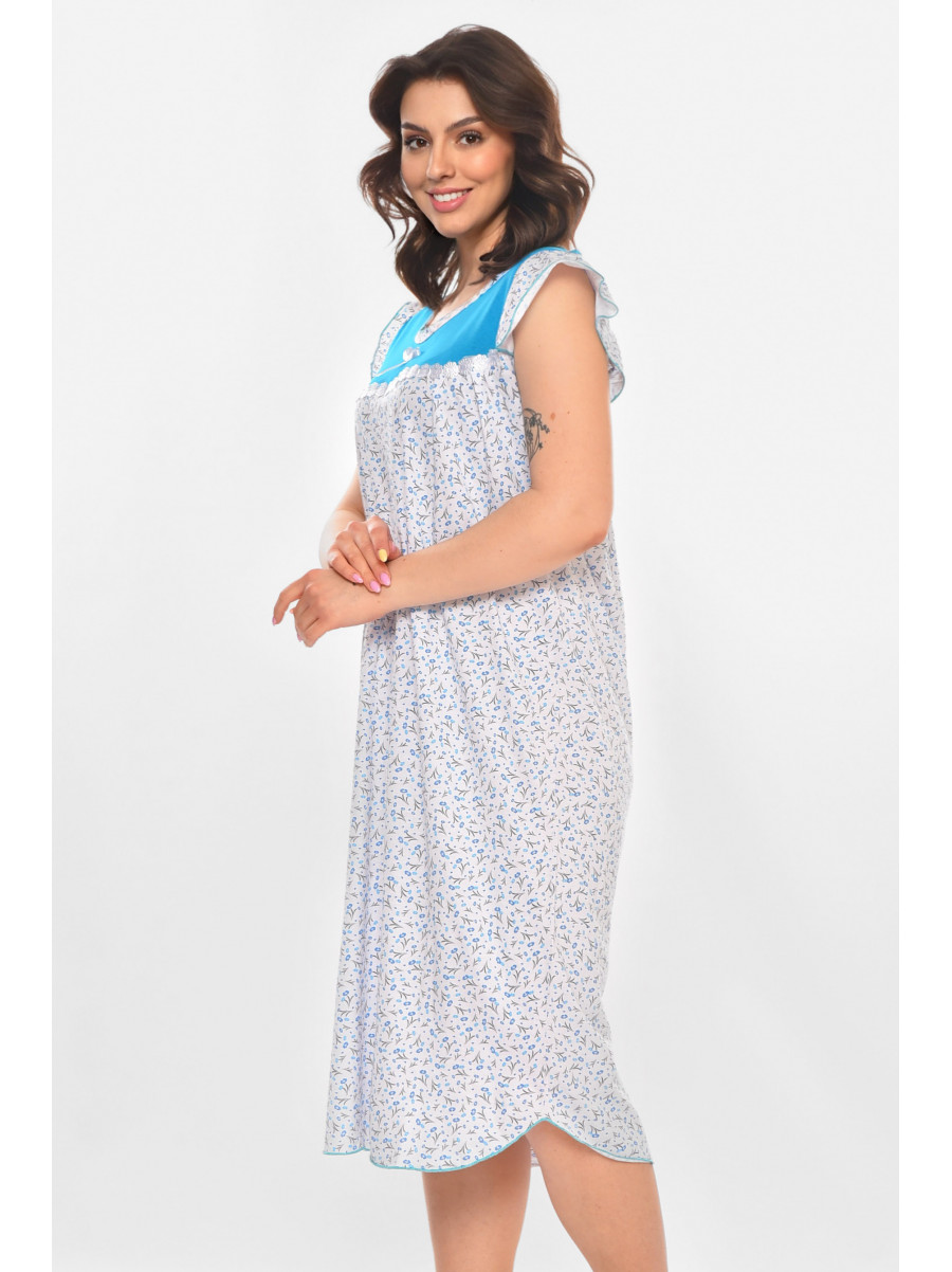 Ночная рубашка женская полубатальная белого цвета с принтом 010 211273C