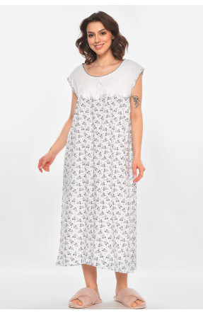 Ночная рубашка женская полубатальная белого цвета с принтом 001 211274C
