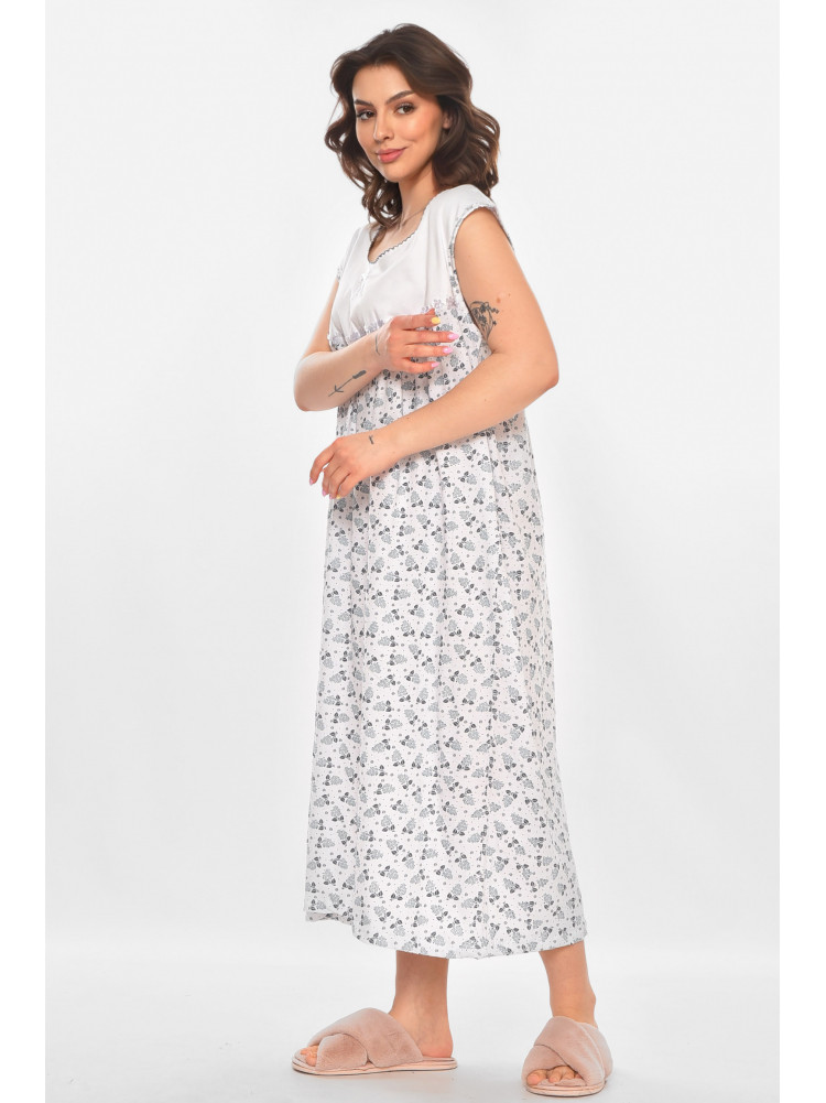 Ночная рубашка женская полубатальная белого цвета с принтом 001 211274C