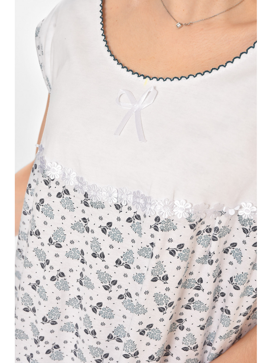 Ночная рубашка женская полубатальная белого цвета с принтом 001 211274C