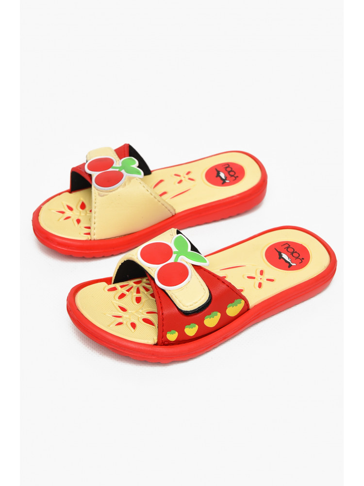 Шльопанці дитячі для дівчинки коралового кольоу з вишнею 6009-17а 211275C