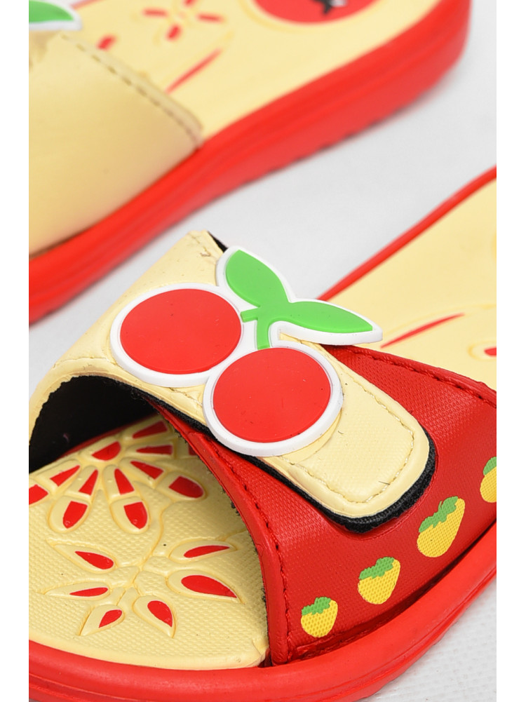 Шльопанці дитячі для дівчинки коралового кольоу з вишнею 6009-17а 211275C