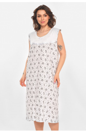 Ночная рубашка женская полубатальная белого цвета с принтом 001 211276C