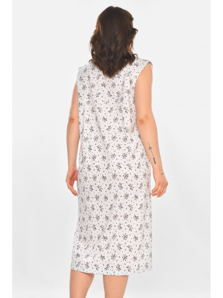 Ночная рубашка женская полубатальная белого цвета с принтом 001 211276C