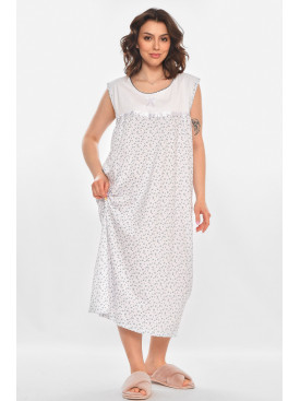 Ночная рубашка женская полубатальная белого цвета с принтом 001 211277C