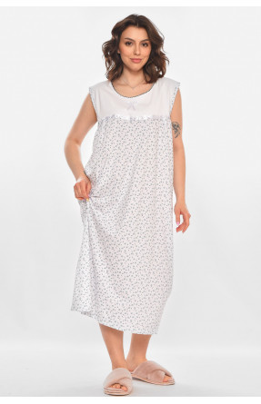 Нічна сорочка жіноча напівбатальна білого кольору з принтом 001 211277C