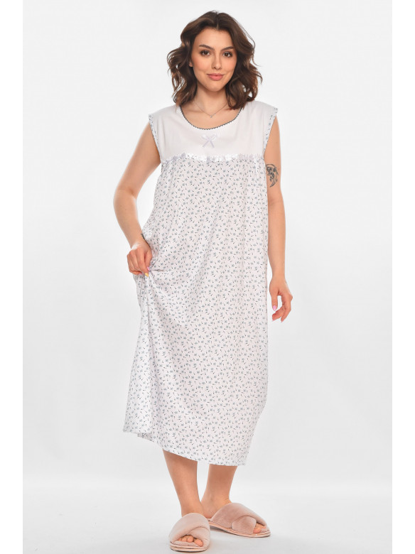 Ночная рубашка женская полубатальная белого цвета с принтом 001 211277C
