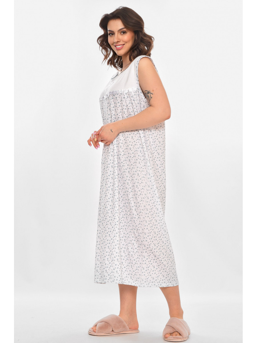 Ночная рубашка женская полубатальная белого цвета с принтом 001 211277C