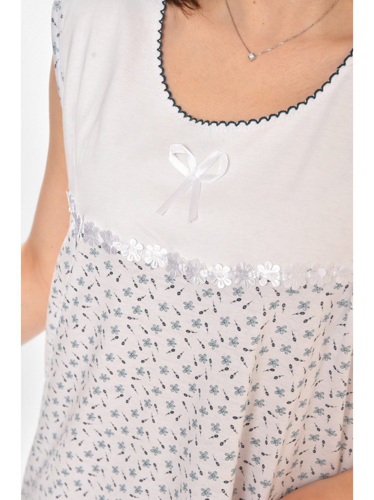 Ночная рубашка женская полубатальная белого цвета с принтом 001 211277C