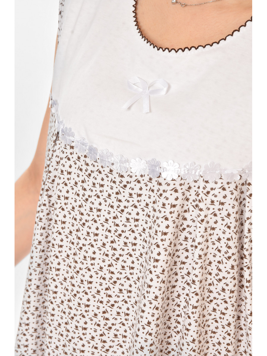 Ночная рубашка женская полубатальная белого цвета с принтом 001 211278C