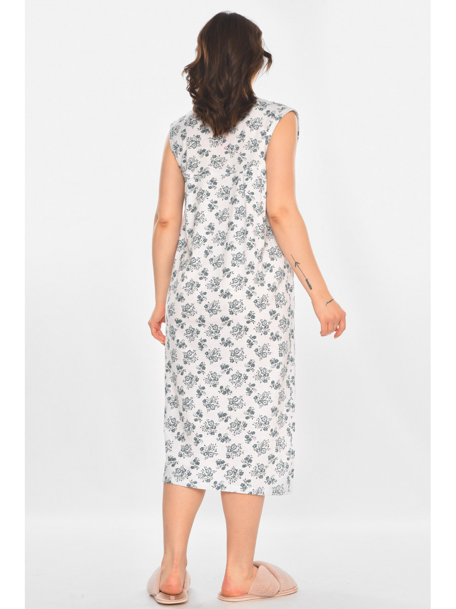 Ночная рубашка женская полубатальная белого цвета с принтом 001 211279C