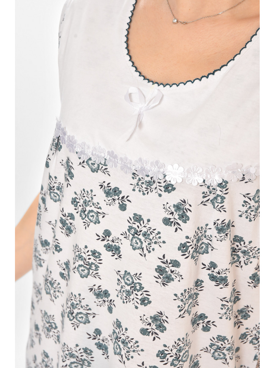 Ночная рубашка женская полубатальная белого цвета с принтом 001 211279C