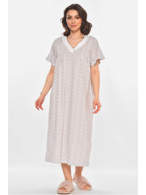 Ночная рубашка женская полубатальная белого цвета с принтом 140 211280C