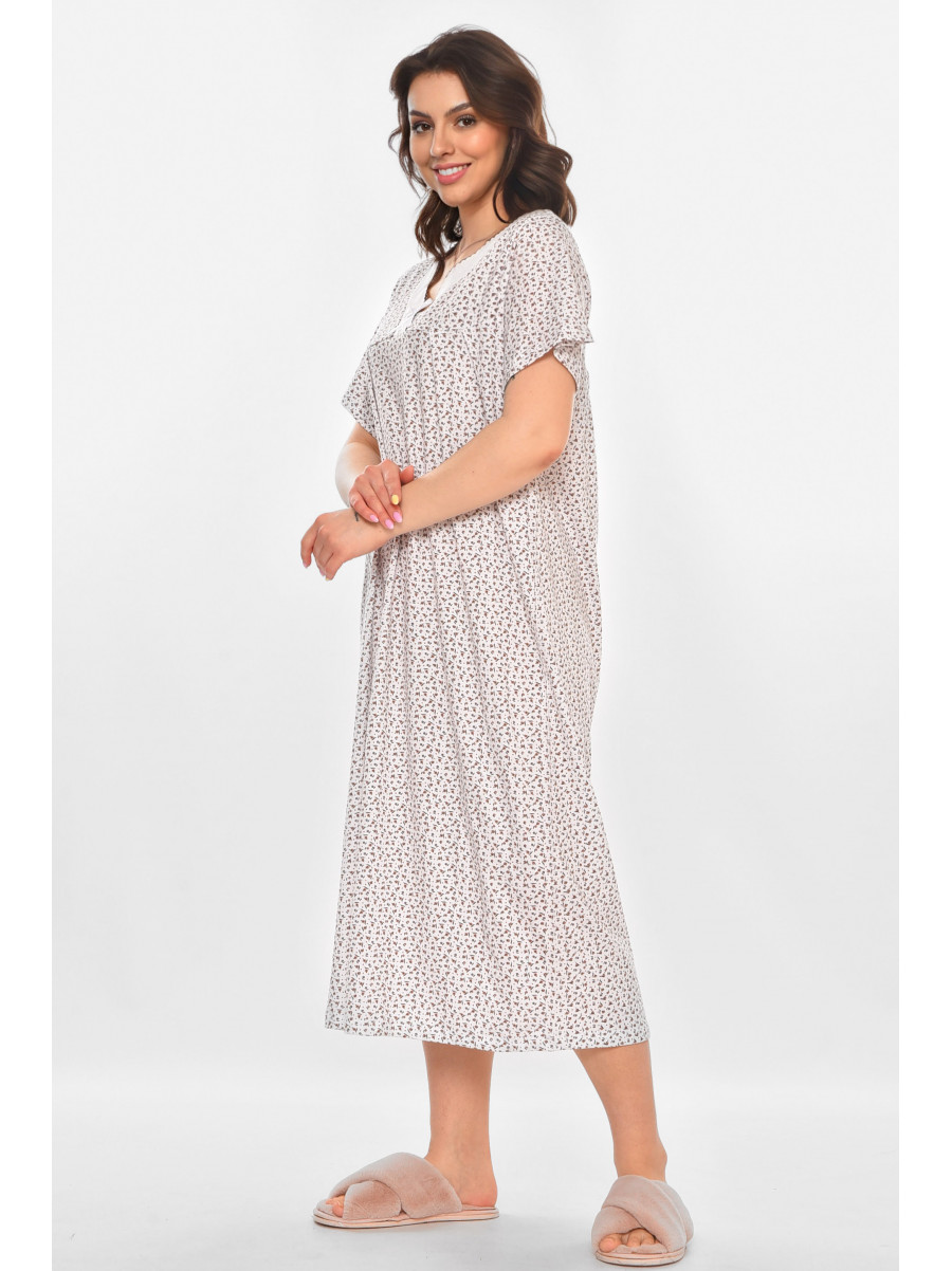 Ночная рубашка женская полубатальная белого цвета с принтом 140 211280C