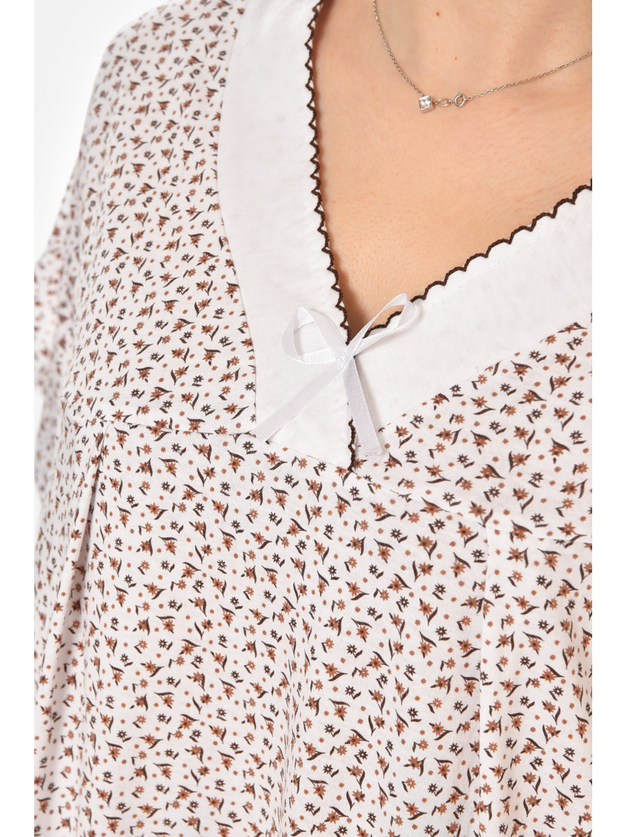 Ночная рубашка женская полубатальная белого цвета с принтом 140 211280C