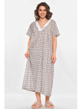 Ночная рубашка женская полубатальная белого цвета с принтом 140 211281C