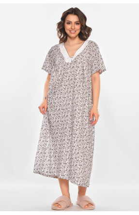 Ночная рубашка женская полубатальная белого цвета с принтом 140 211281C