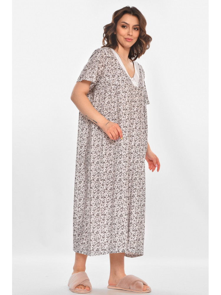 Ночная рубашка женская полубатальная белого цвета с принтом 140 211281C