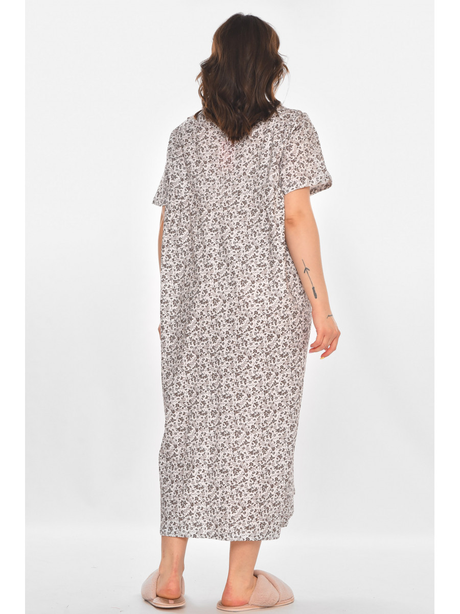 Ночная рубашка женская полубатальная белого цвета с принтом 140 211281C