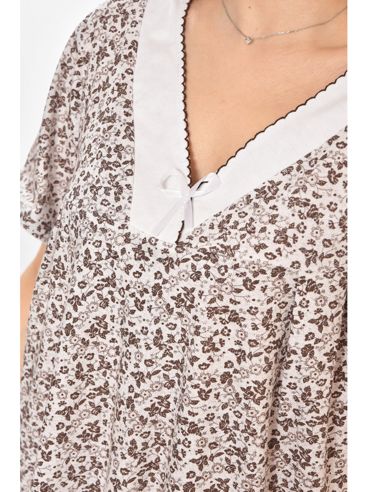 Ночная рубашка женская полубатальная белого цвета с принтом 140 211281C