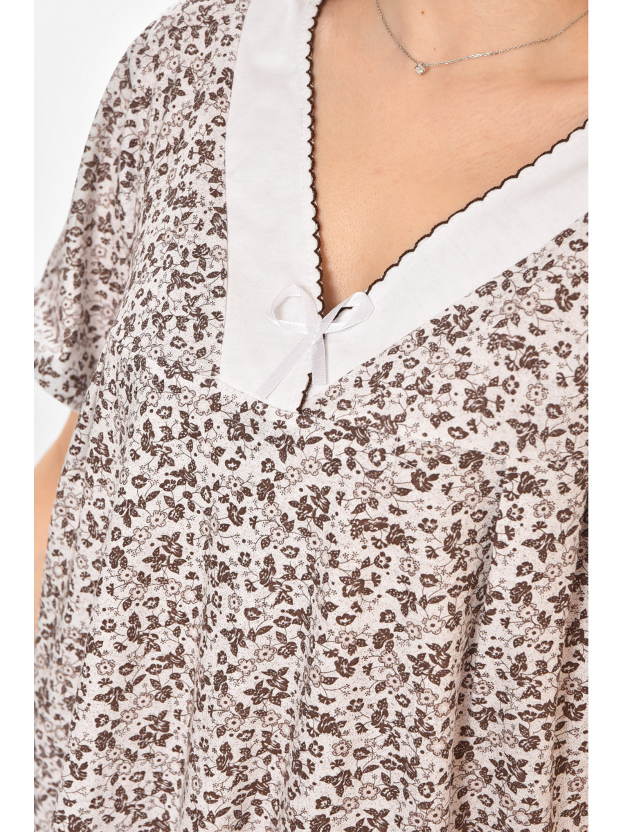 Ночная рубашка женская полубатальная белого цвета с принтом 140 211281C