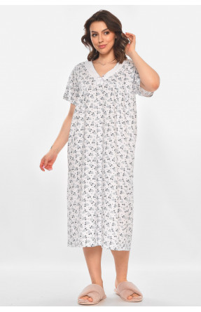 Ночная рубашка женская полубатальная белого цвета с принтом 140 211282C