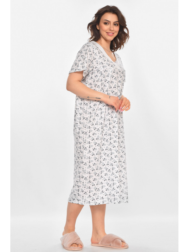 Ночная рубашка женская полубатальная белого цвета с принтом 140 211282C
