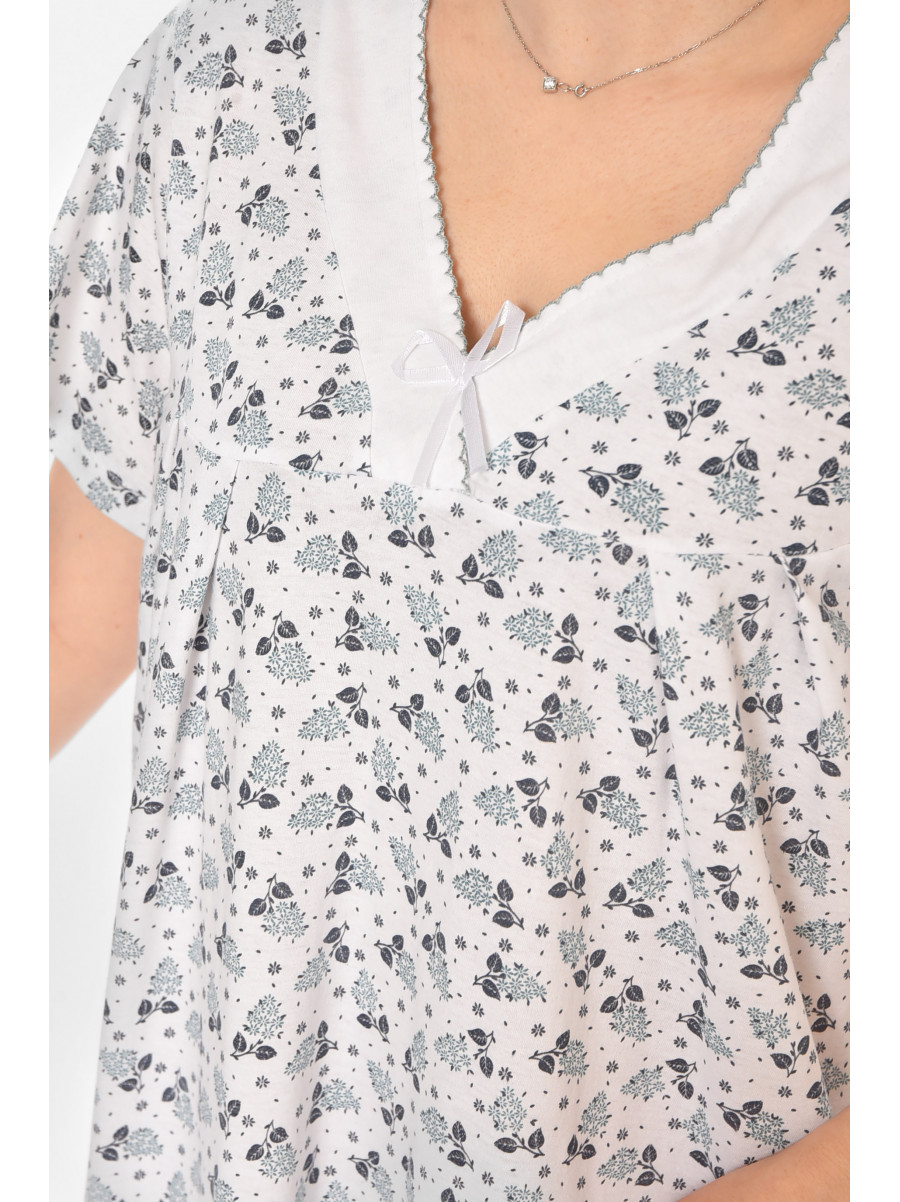 Ночная рубашка женская полубатальная белого цвета с принтом 140 211282C