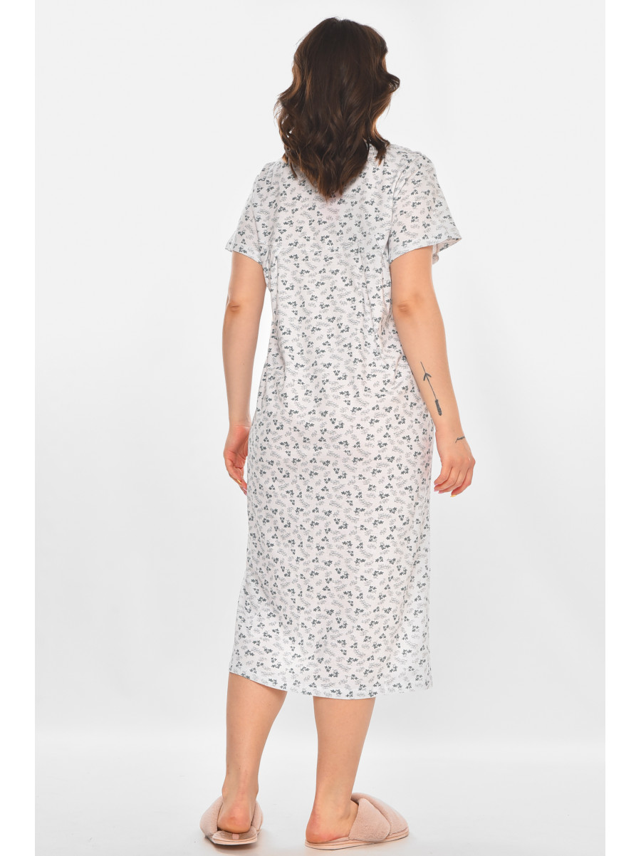 Ночная рубашка женская полубатальная белого цвета с принтом 140 211283C