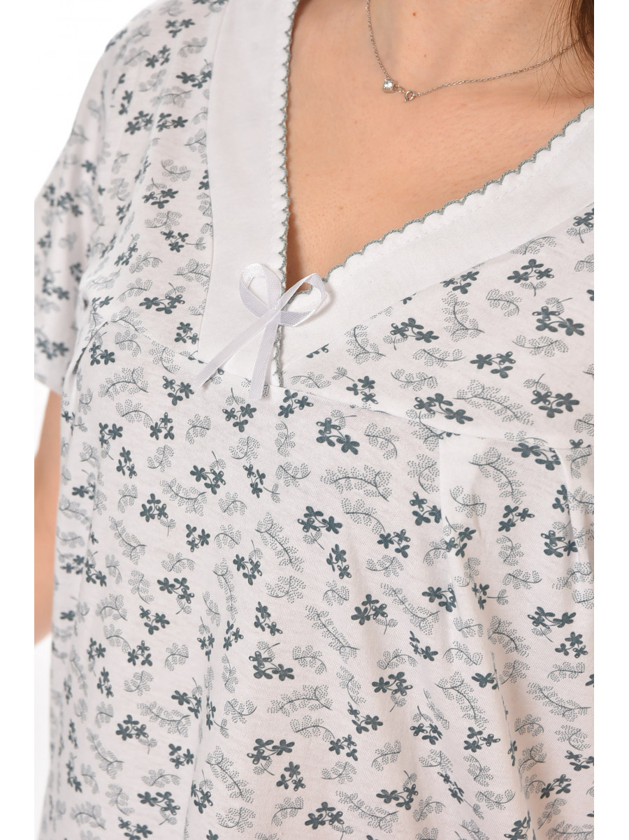 Ночная рубашка женская полубатальная белого цвета с принтом 140 211283C