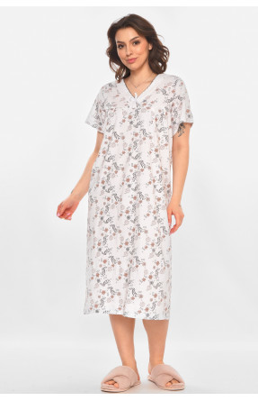 Ночная рубашка женская полубатальная белого цвета с принтом 140 211284C