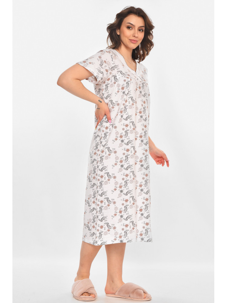Ночная рубашка женская полубатальная белого цвета с принтом 140 211284C