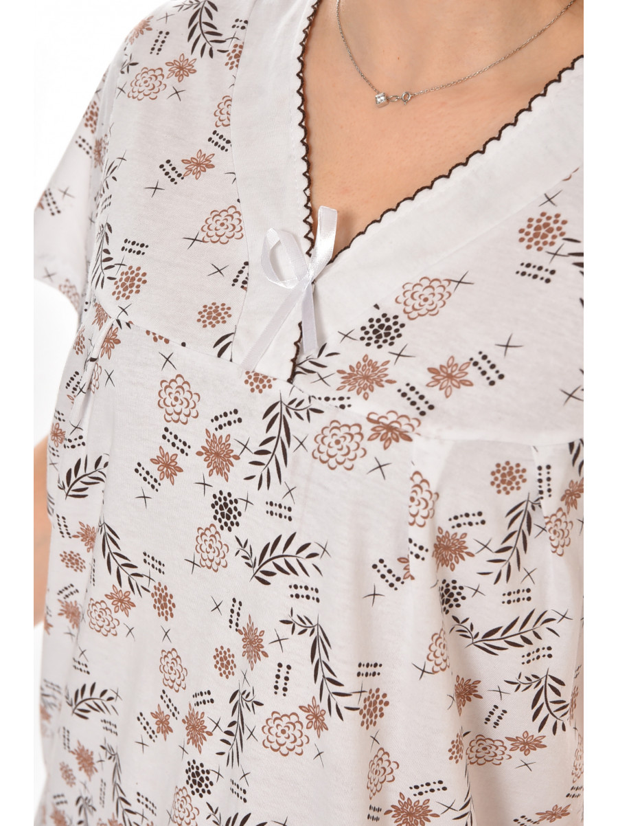 Ночная рубашка женская полубатальная белого цвета с принтом 140 211284C