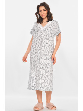Ночная рубашка женская полубатальная белого цвета с принтом 140 211285C Ночная рубашка женская полубатальная белого цвета с принтом 140 211285C