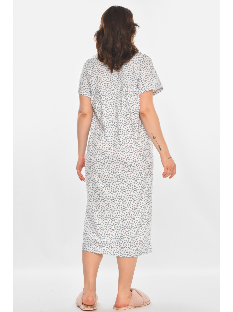 Ночная рубашка женская полубатальная белого цвета с принтом 140 211285C