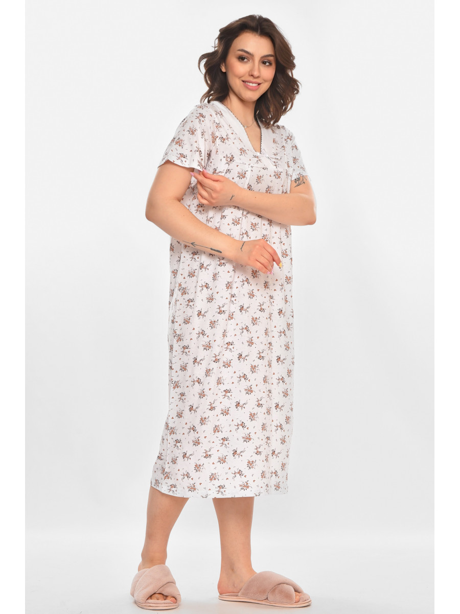 Ночная рубашка женская полубатальная белого цвета с принтом 140 211286C