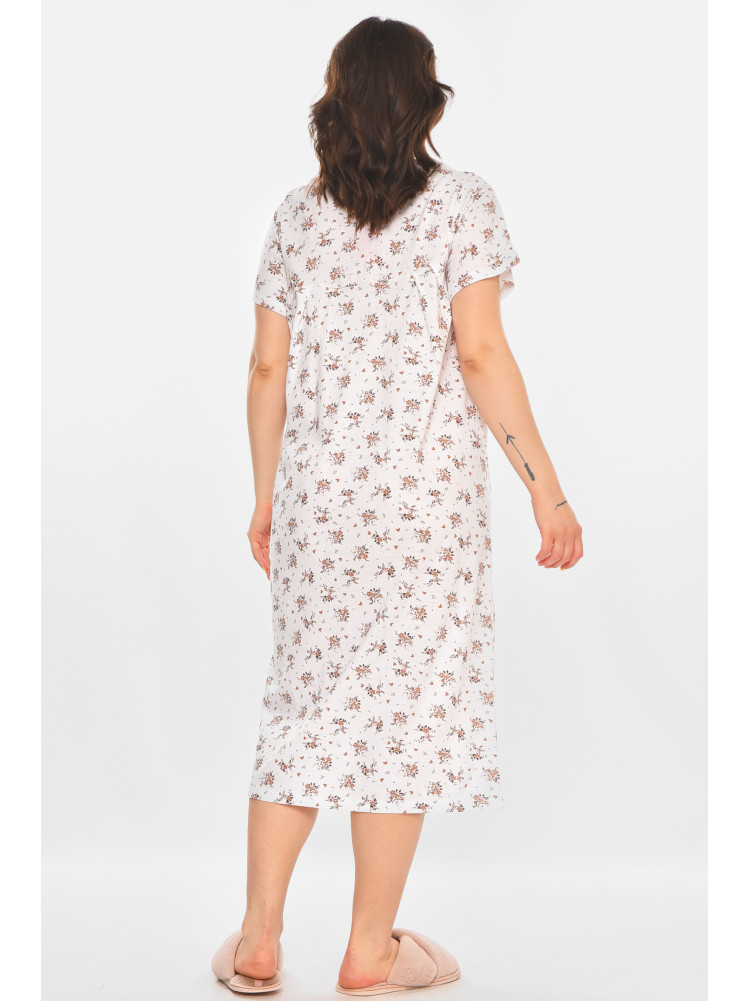 Ночная рубашка женская полубатальная белого цвета с принтом 140 211286C