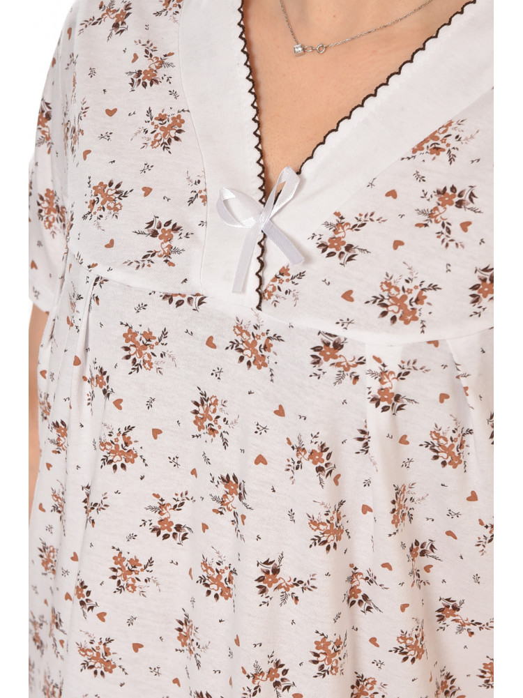 Ночная рубашка женская полубатальная белого цвета с принтом 140 211286C