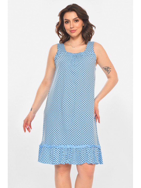 Ночная рубашка женская полубатальная голубого цвета с принтом 338 211287C